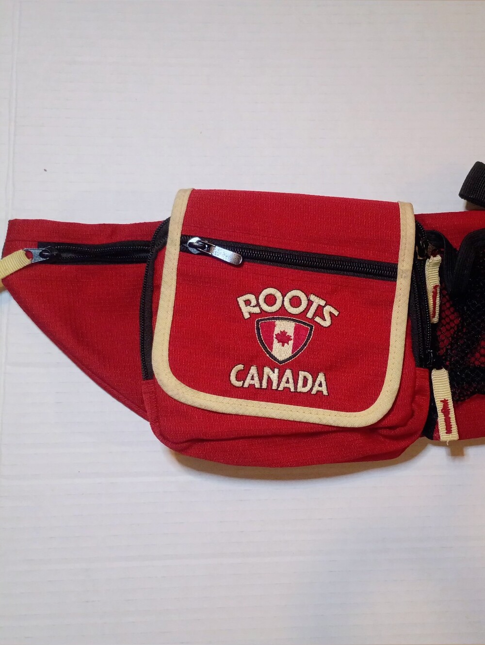 Roots Canada Red Waist Fanny Pack with Cream Trim
